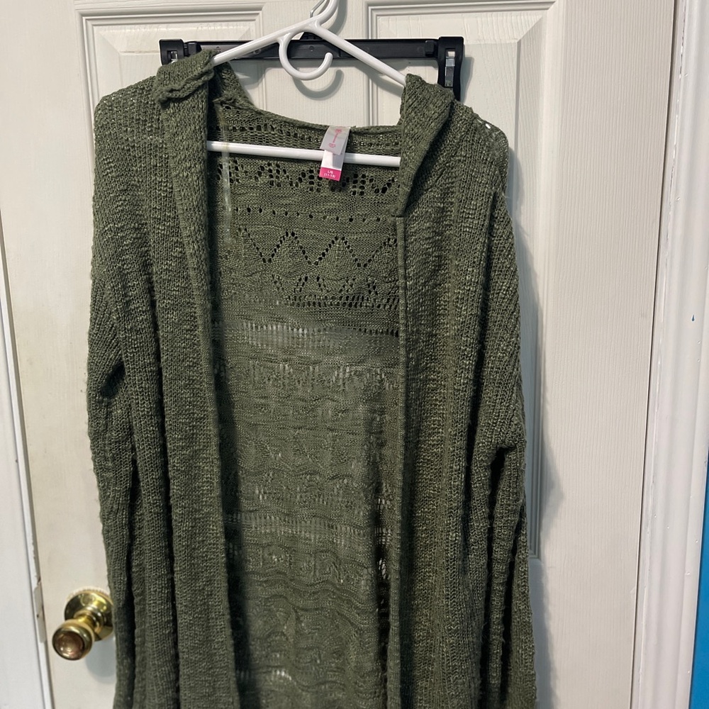 No Boundaries Olive Green Knit Cardigan